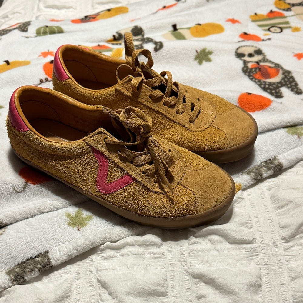 Vans Tan and Pink Sneakers